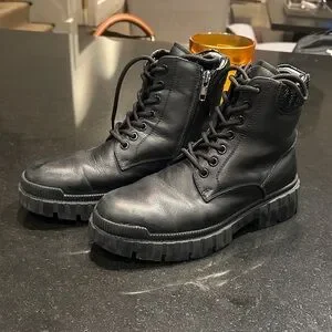ALDO Mens Winter Leather Boots Shearling Lined Size 10 Aldo Boots Sz 11 Mens Black Snow Waterproof Lace Up Tunisia  main image 3
